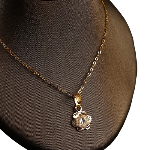 “Moon Flower” 18K Gold Set – Two-Tone Hexagon Design