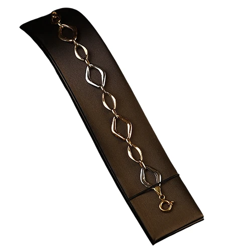 “Dual Harmony” 18K Gold Bracelet – Two-Tone Geometric Links
