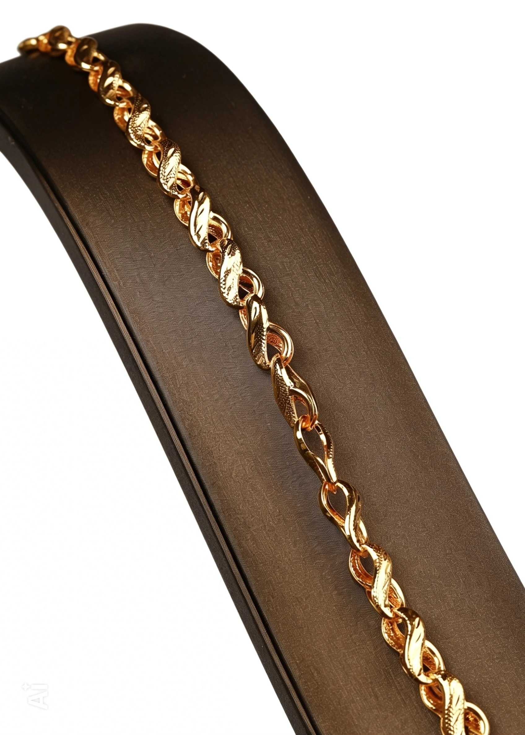 “Braid of Light” 21K Gold Bracelet – Twisted Link Design