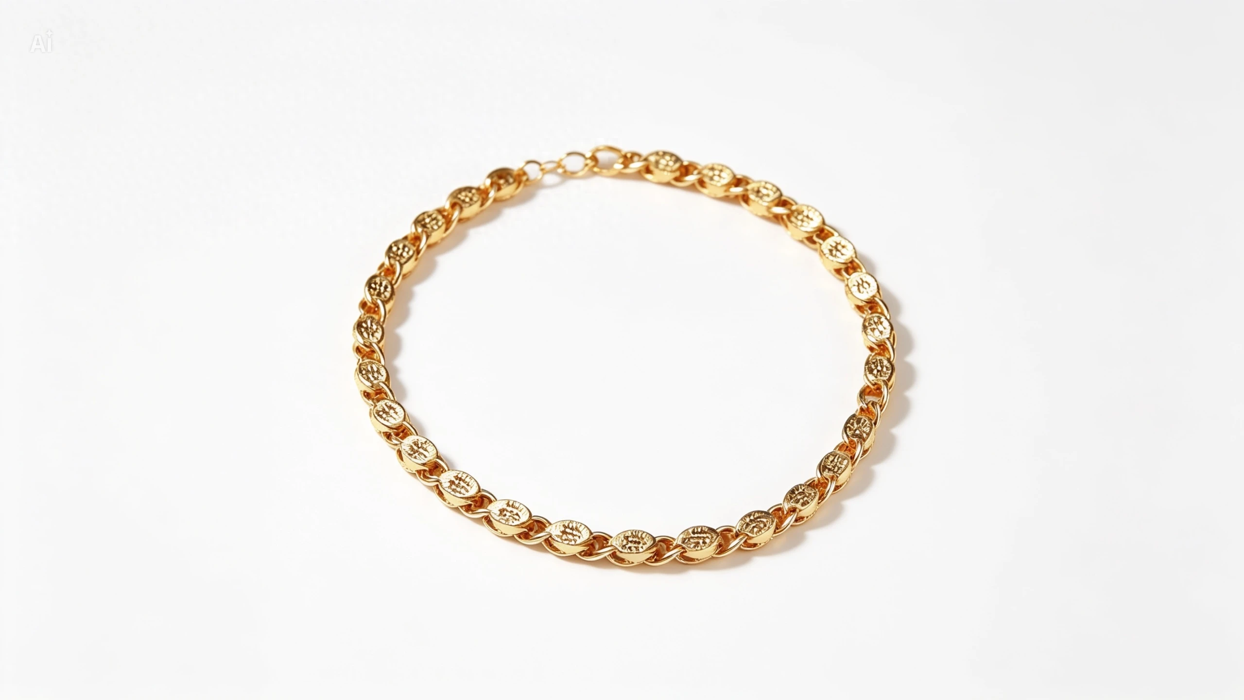 “Golden Inscriptions” 21K Gold Bracelet – Engraved Oval Link Design
