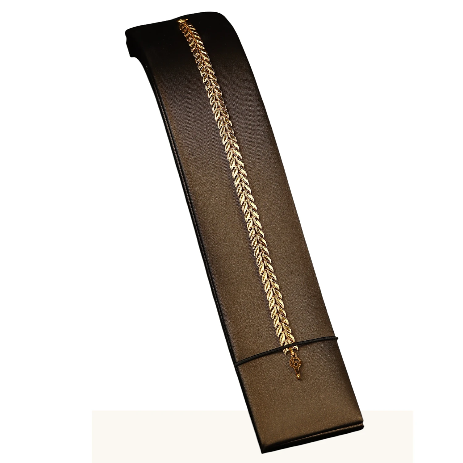 “Wheat Spike” 21K Gold Bracelet – Delicate Wheat Leaf Design