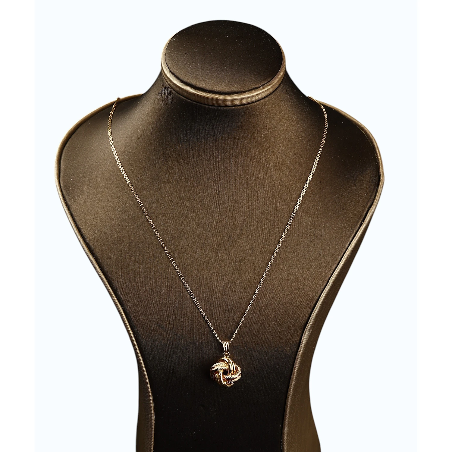 “Love Knot” 18K Gold Necklace – Intertwined Knot Pendant Design