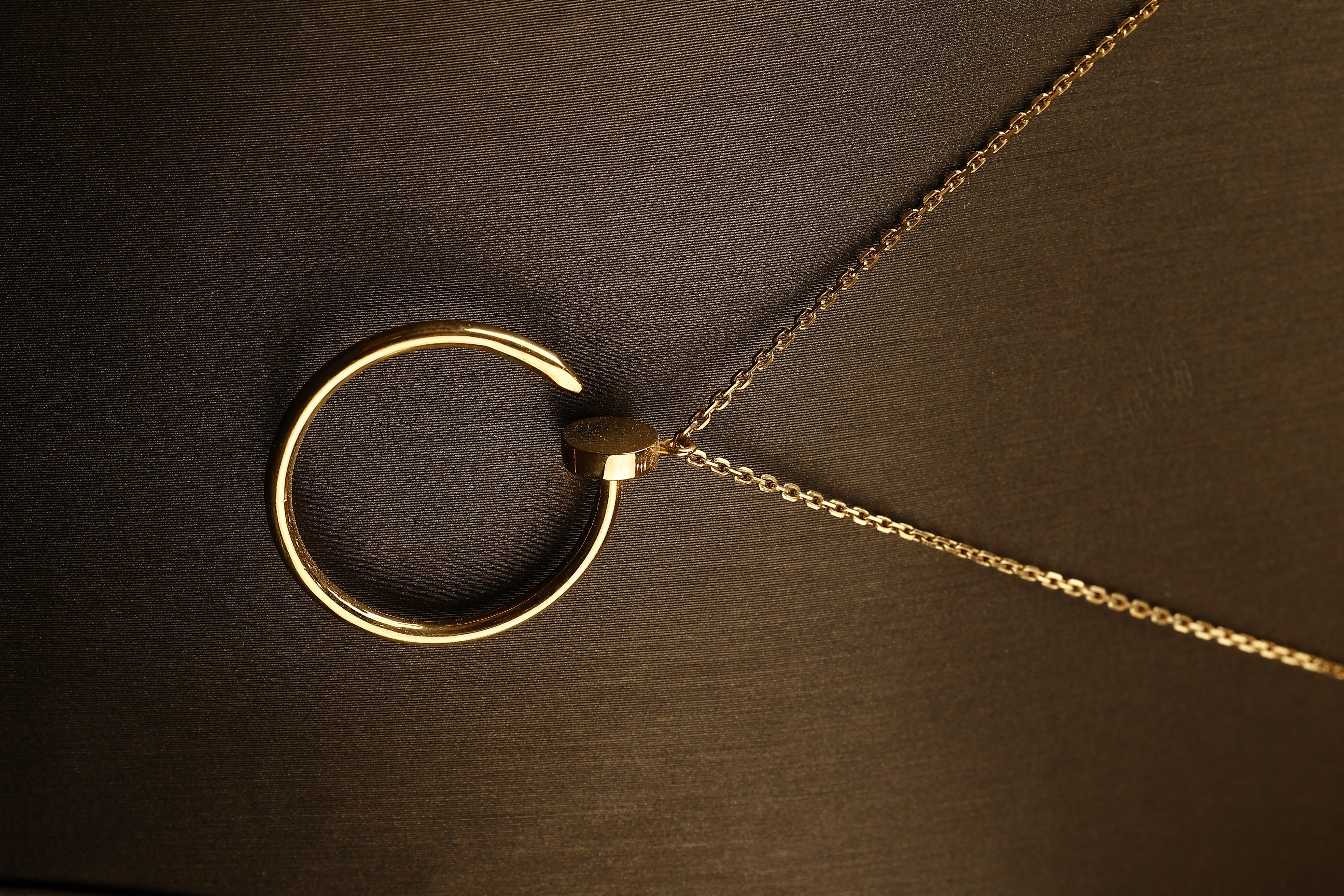 “Elegance Nail” 18K Gold Necklace – Open Circle Nail Pendant Design