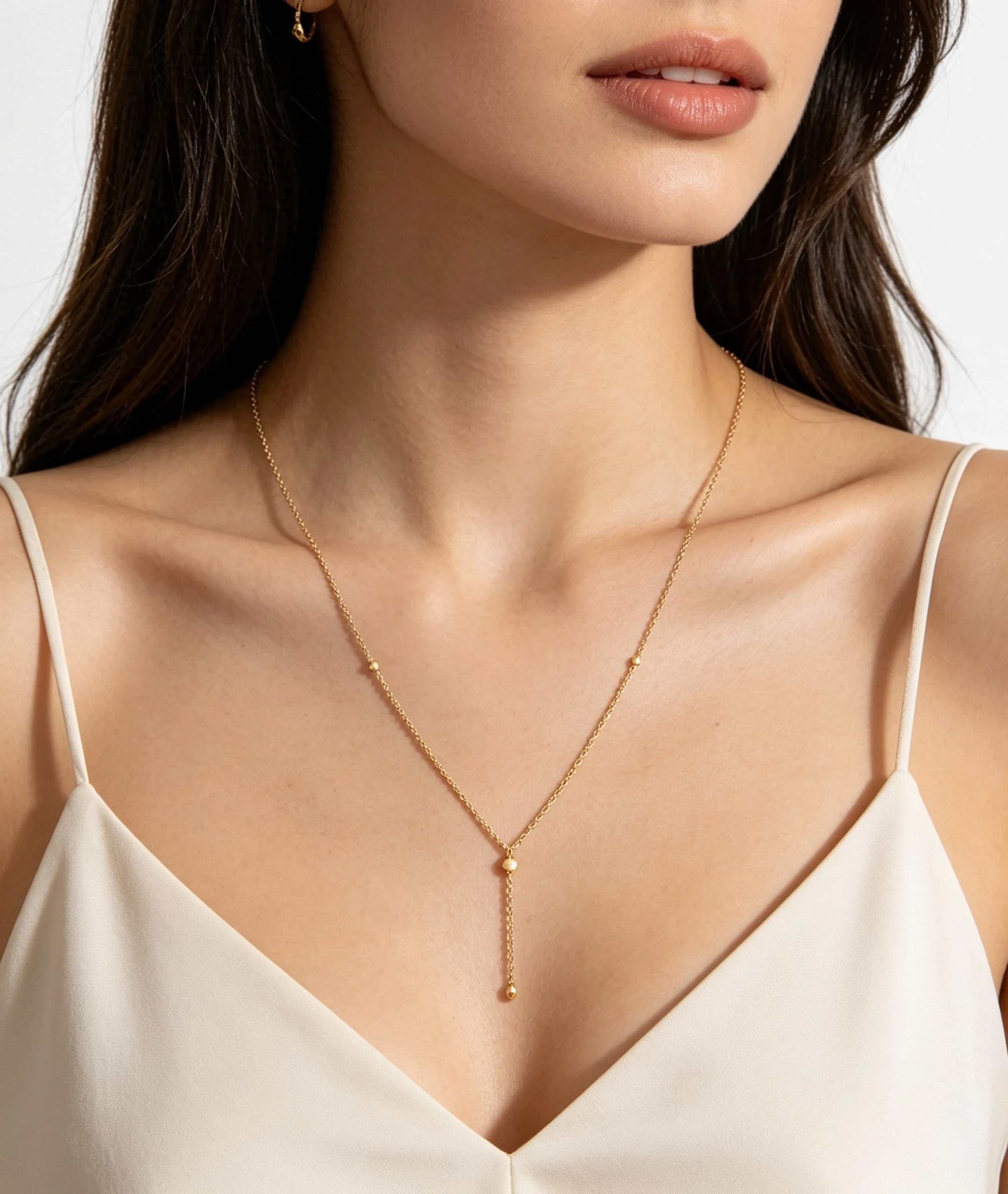 _“Drop of Light” 21K Gold Necklace – Y Design with Twisted Rope Chain