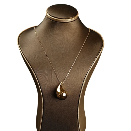 _“Teardrop of Opulence” 18K Gold Necklace – Puffed Teardrop Pendant_