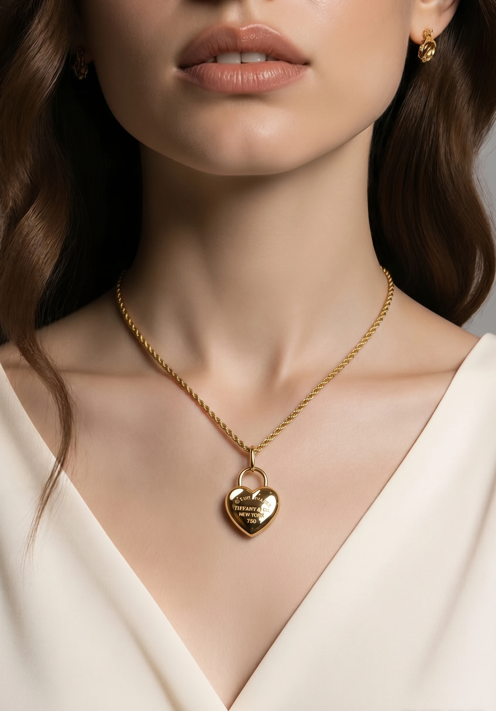 “Heart’s Pulse” 18K Gold Necklace – High-Polish Puffed Heart Pendant