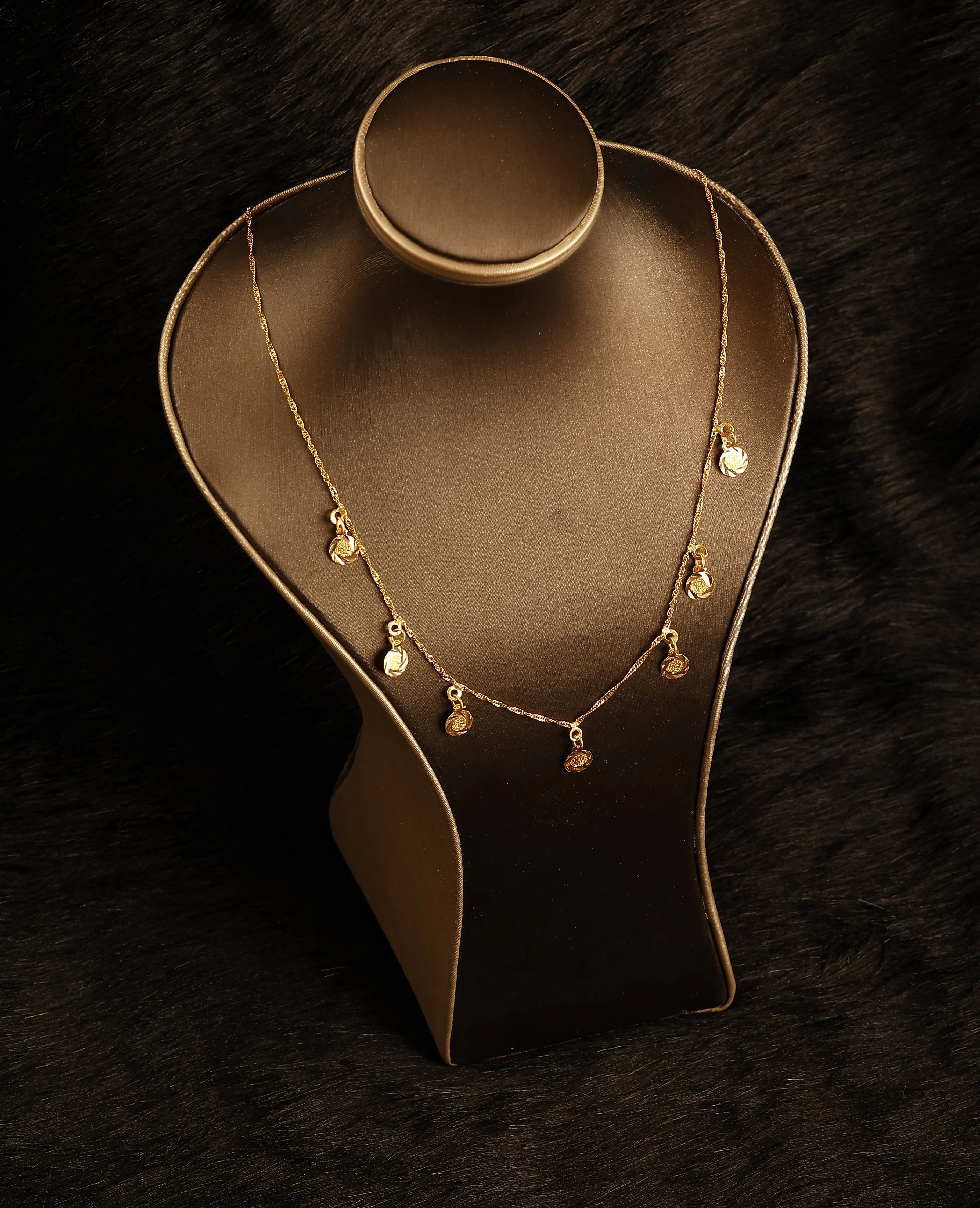“Lucky Charms” 21K Gold Choker – Delicate Chain with 7 Mixed Charms
