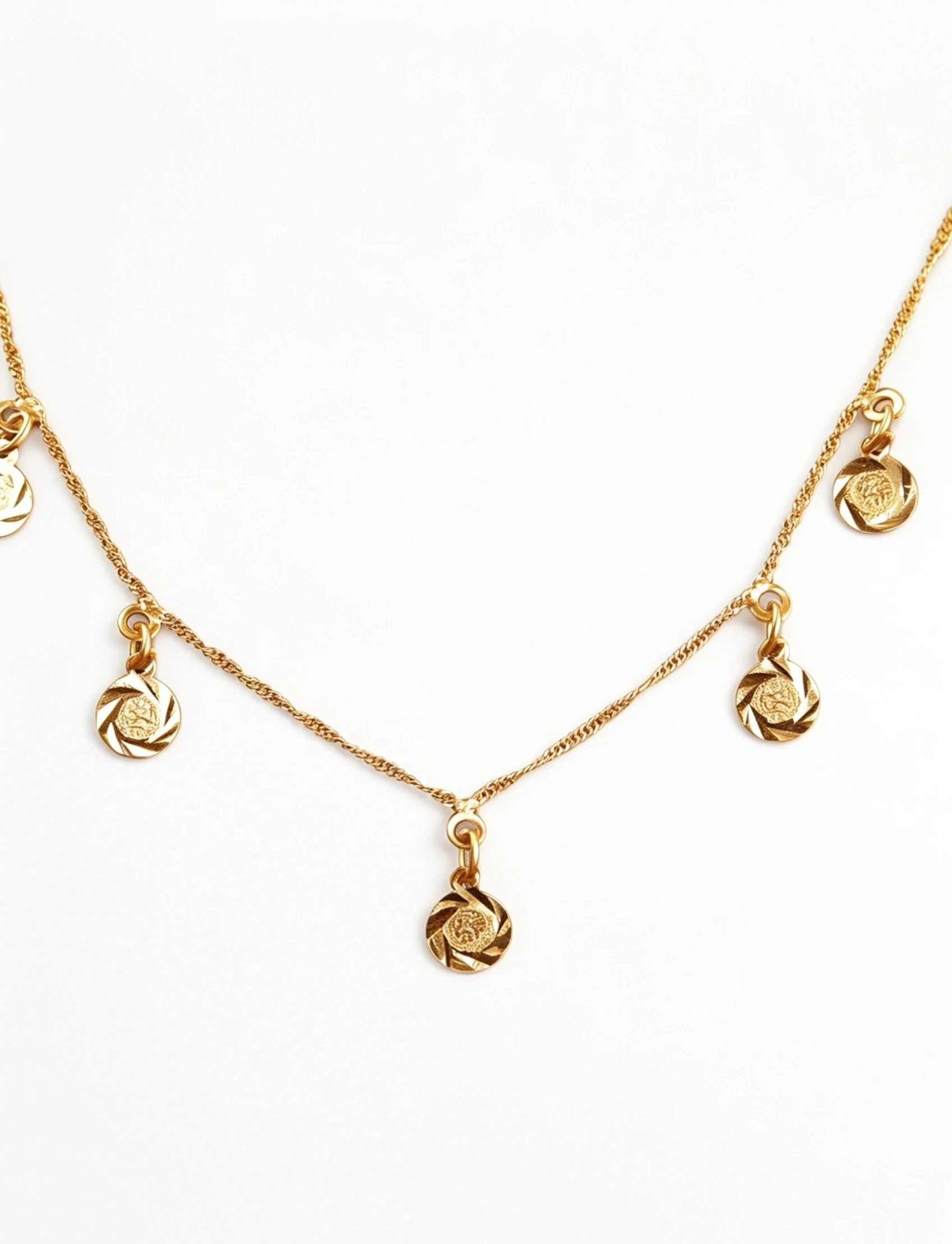 “Lucky Charms” 21K Gold Choker – Delicate Chain with 7 Mixed Charms